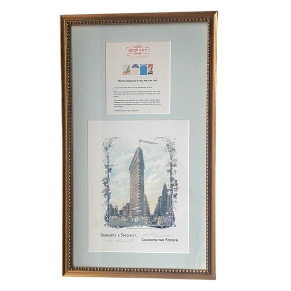 Framed Archival Print of Flat Iron Restaurant & Cafe New York 1905 Vintage Menu - Picture 1 of 12